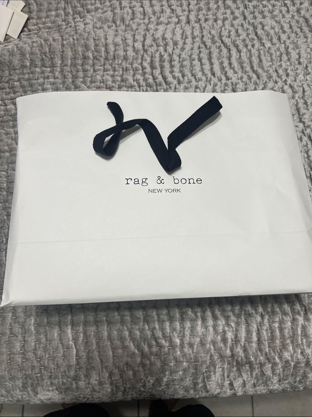 rag & bone White Gift Tote with Black Ribbon Handles
